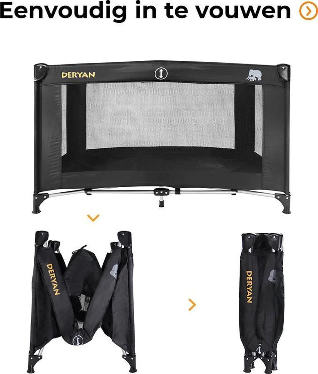 Deryan Believer Campingbedje - 120x60cm - Zwart