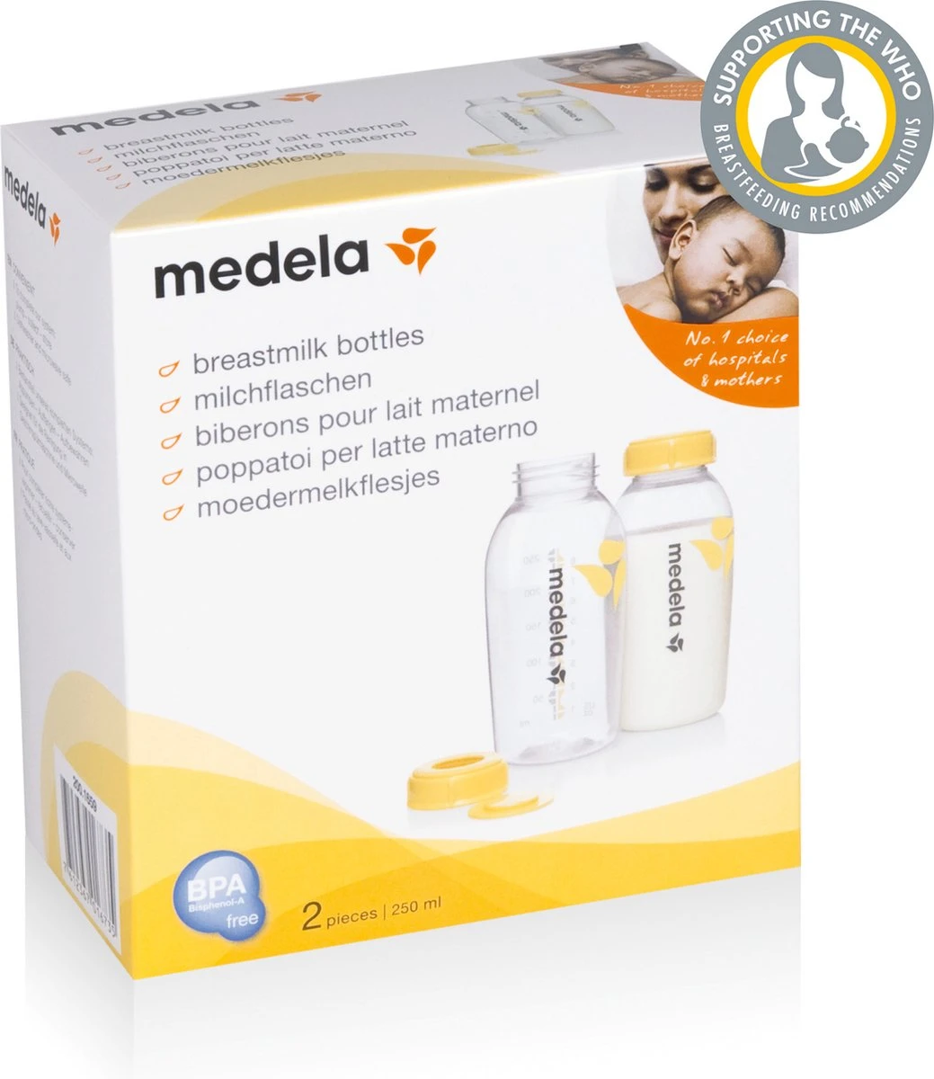 Medela Moedermelkflesje afkolven bewaren invriezen voeden Medela fles - 250 ml - 2 Stuks