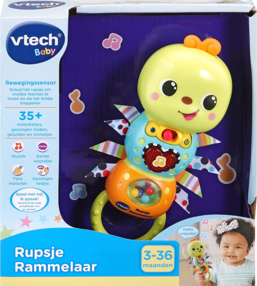 VTech Baby Rupsje Rammelaar - Educatief Babyspeelgoed - 3 tot 36 Maanden