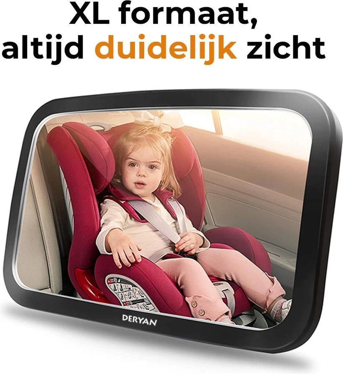 Deryan Luxe XL Autospiegel Baby Verstelbaar - Kinderspiegel Auto - Achterbank Spiegel Baby