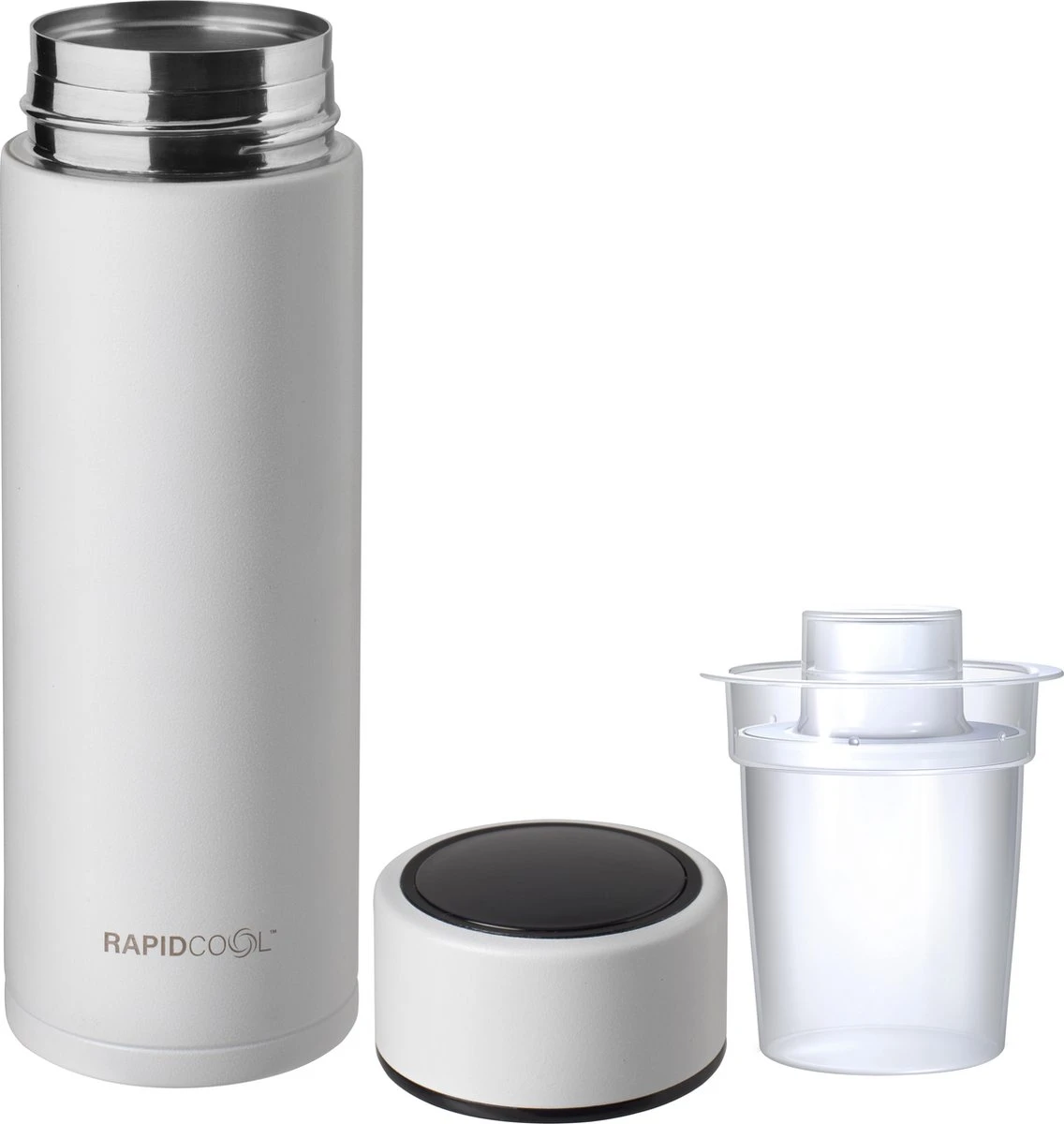 Nûby - RapidCool™ - Maak de perfecte flesvoeding voor je baby - Flessenkoeler - Inclusief melkpoederdispenser en digitaal deksel - Wit