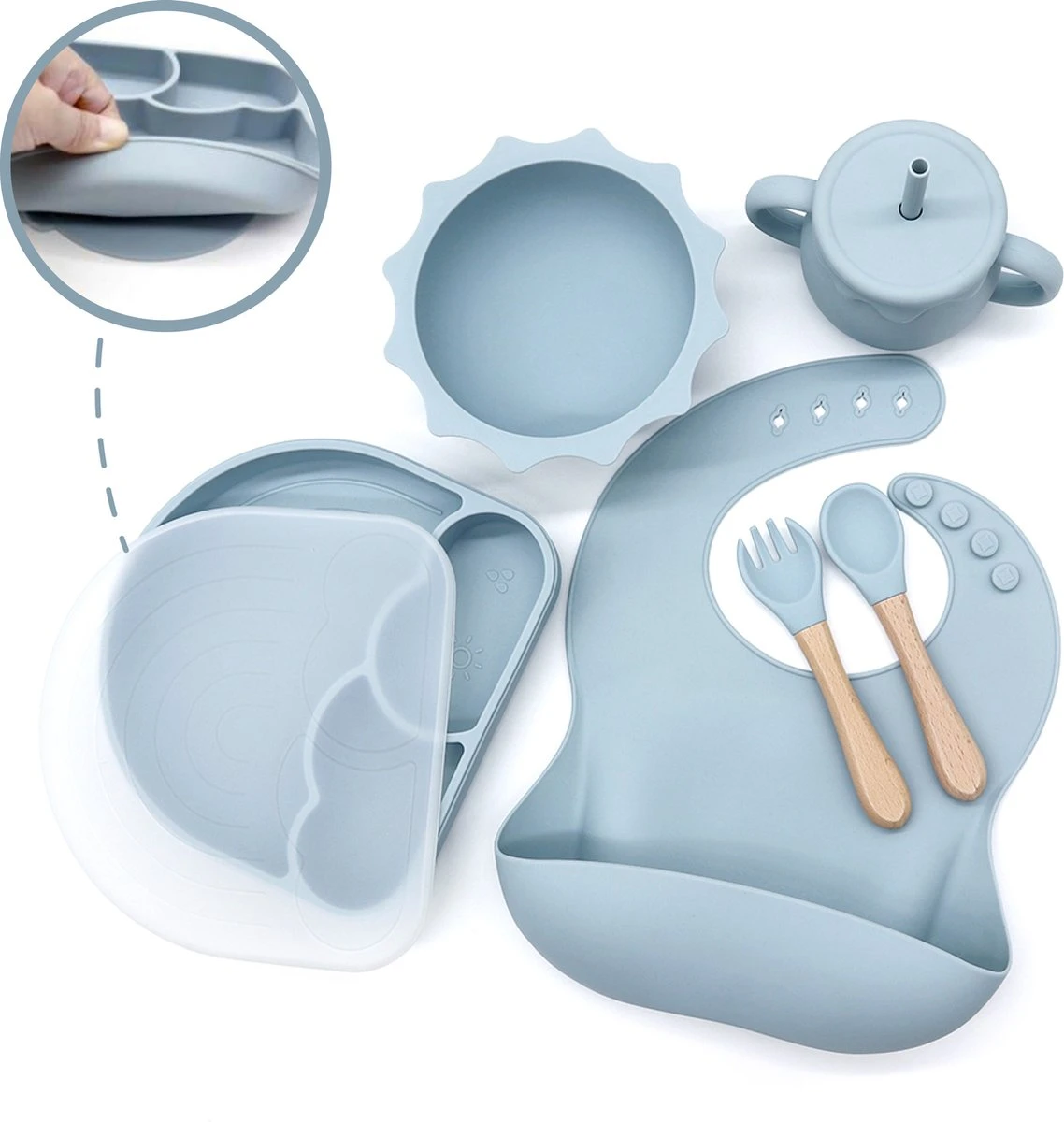 Miravo - kinderservies set - baby servies - ontbijtset - siliconen - onbreekbaar met zuignap - baby en peuter - cadeau