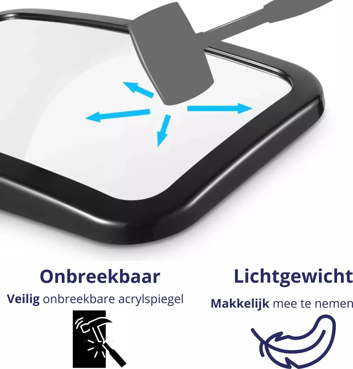 Nelbar Autospiegel Baby Verstelbaar – Achteruitkijkspiegel – Drempelproef – Baby spiegel auto Achterbank – Achteruitkijk spiegel – 360 graden verstelbaar – XL formaat