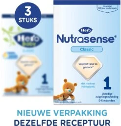 Hero Nutrasense Zuigelingenvoeding Classic 1 (0-6 Maanden) - Flesvoeding - Met Melkvet - Palmolie Vrij - 3 X 700gr (Voorheen Hero Baby Classic 1)