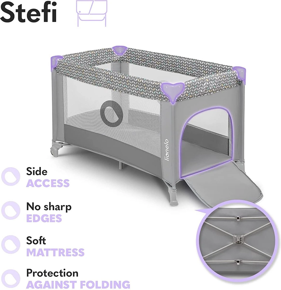Lionelo Stefi - Campingbedje - 125x65cm - tot 15kg - Transporttas