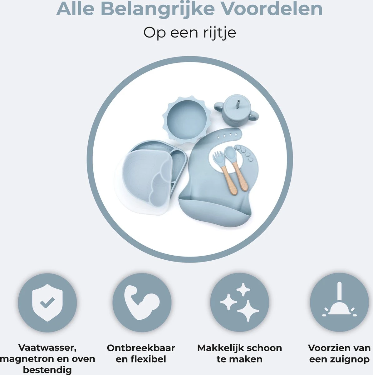 Miravo - kinderservies set - baby servies - ontbijtset - siliconen - onbreekbaar met zuignap - baby en peuter - cadeau