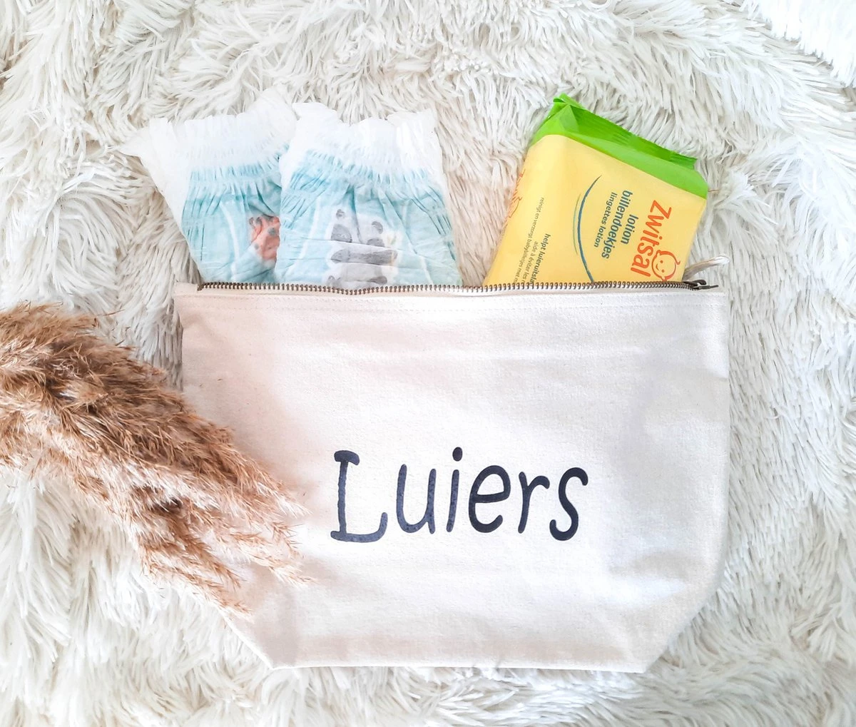 Organizer | Luiers | Etui | Luiertas | Verschoningsdoekjes | Baby | Opbergtas | Katoen | Naturel | Kraamcadeau