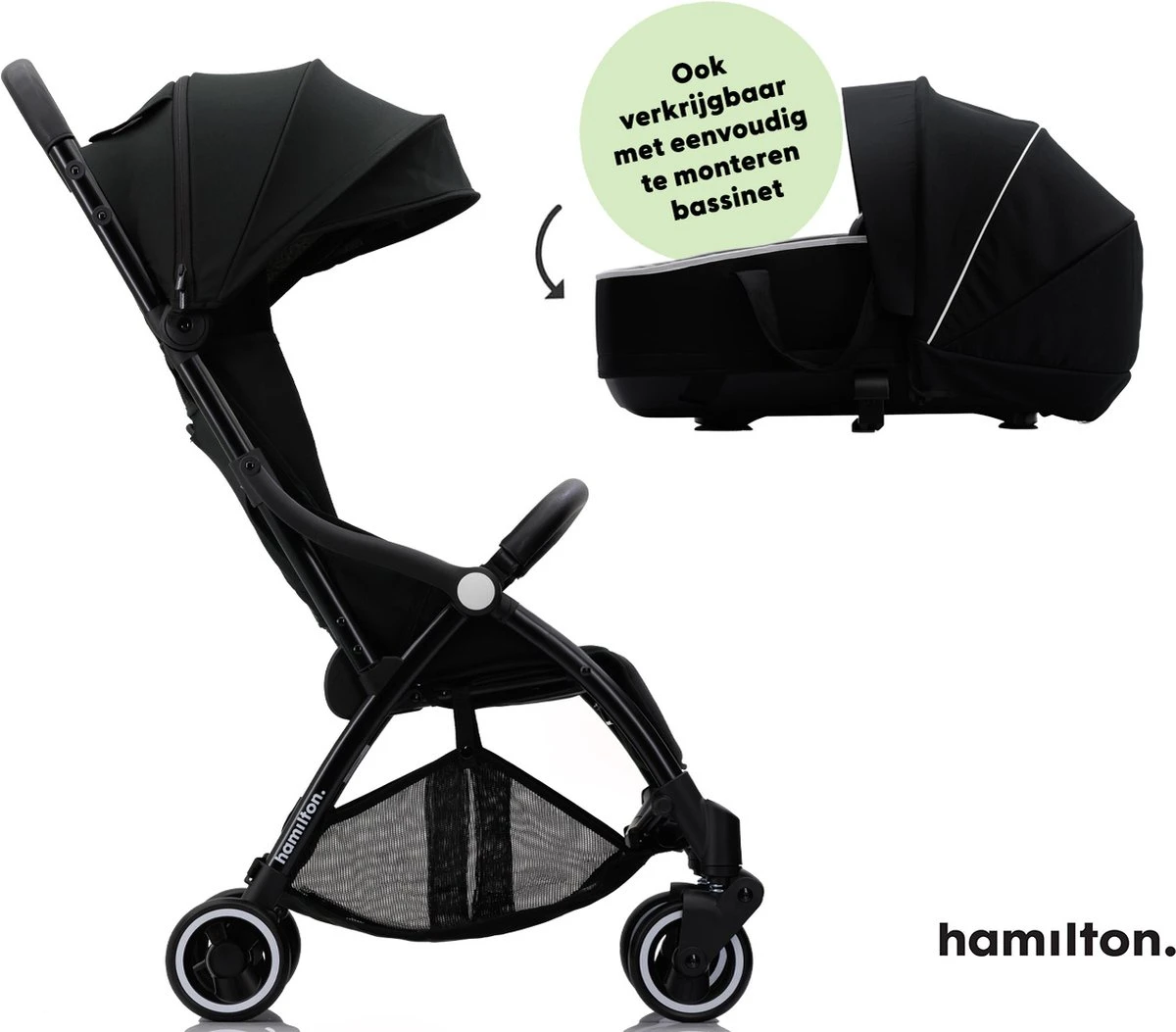 Hamilton by Yoop X1 Plus Buggy – Nieuw, Hoger, Uitgebreider 2023 Model – Premium Stroller met One Hand Folding Technologie – Zwart – Lichte, Verstelbare en Wendbare Kinderwagen met vele Gemakken