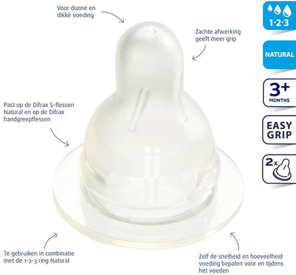 Difrax 1-2-3 Doseerspeen Natural - 2st