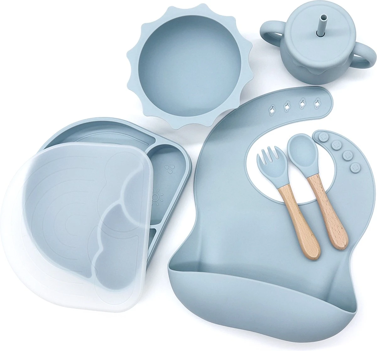 Miravo - kinderservies set - baby servies - ontbijtset - siliconen - onbreekbaar met zuignap - baby en peuter - cadeau