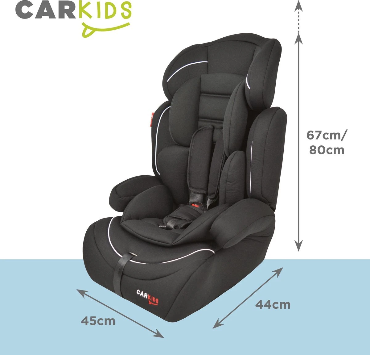 Carkids Verstelbaar Kinderautostoeltje Zwart en Wit | Kinderautostoel Groep 1-2-3 | Kinderen van 9 maanden-12 jaar | 9-36 kg