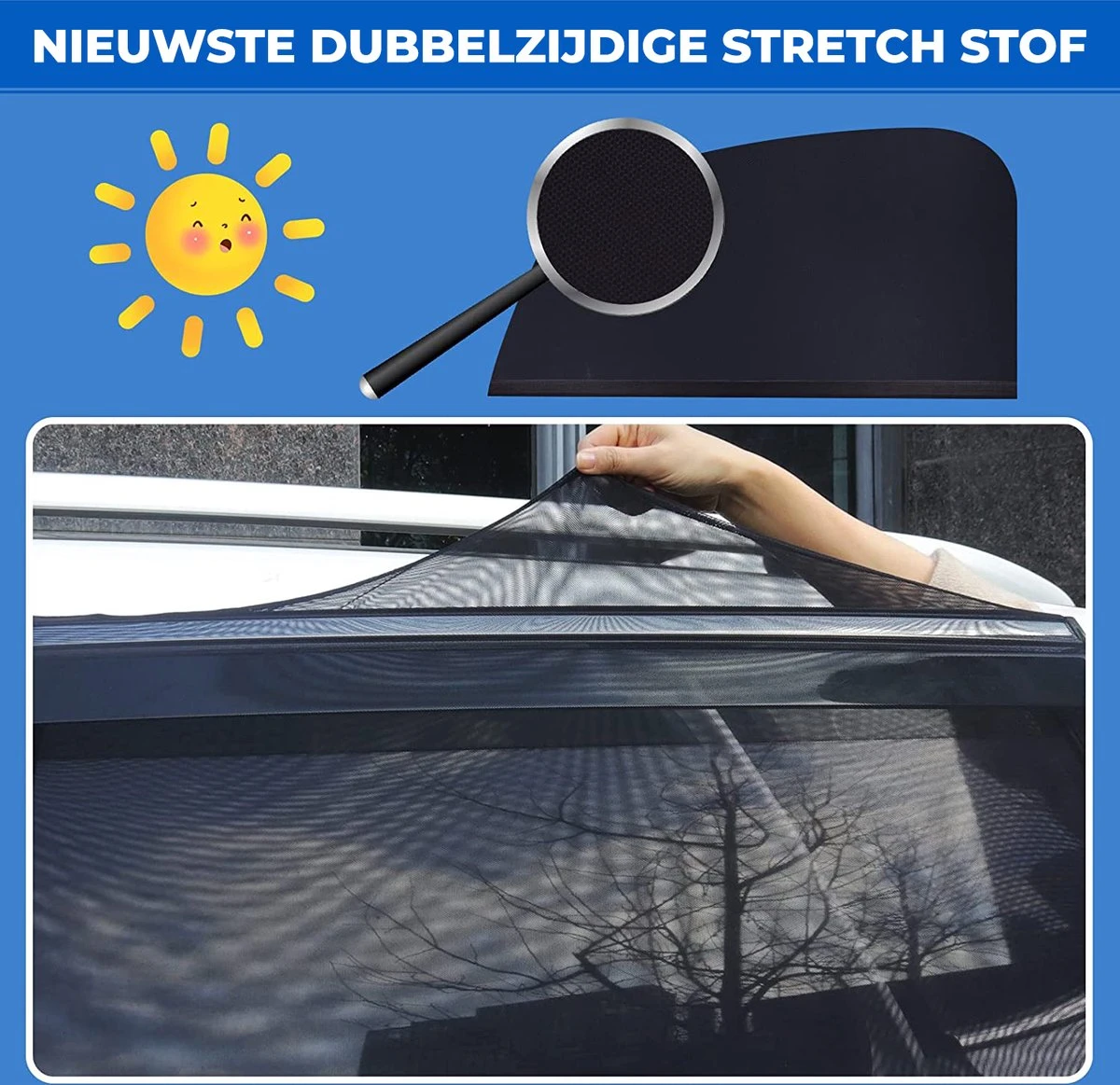 Nince Zonnescherm Auto Zijraam - Overtrek - Set van 2 Extra Donker