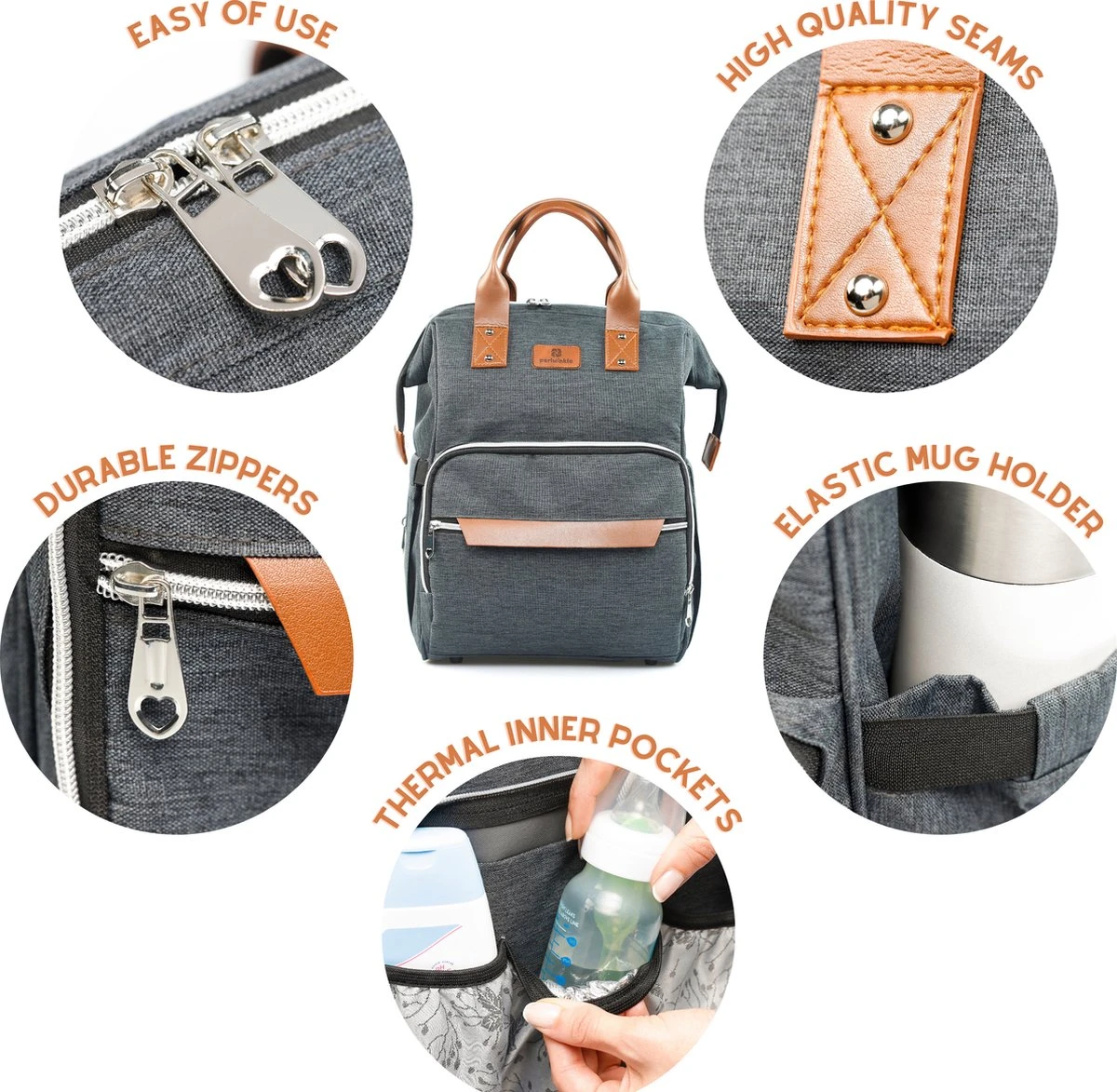 Periwinkle - Luiertassen - Waterproof Baby verzorgingstas - baby rugzak - luiertas - verzorgingstas - Linnen - bordeaux