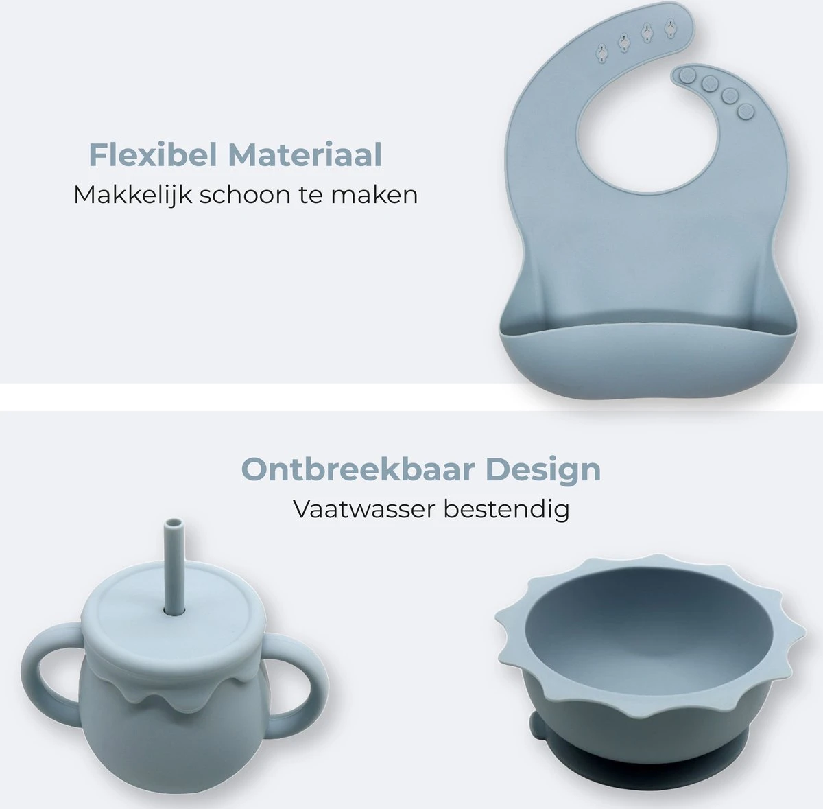 Miravo - kinderservies set - baby servies - ontbijtset - siliconen - onbreekbaar met zuignap - baby en peuter - cadeau