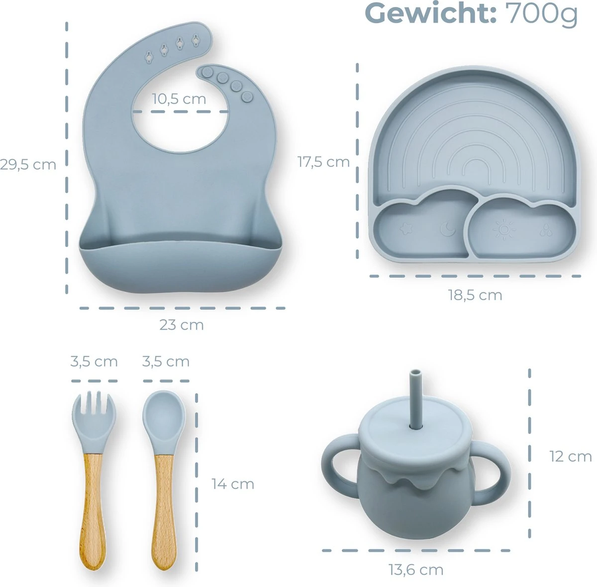 Miravo - kinderservies set - baby servies - ontbijtset - siliconen - onbreekbaar met zuignap - baby en peuter - cadeau