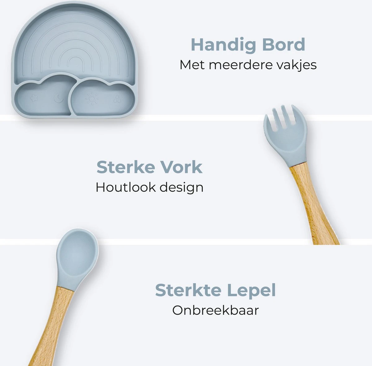 Miravo - kinderservies set - baby servies - ontbijtset - siliconen - onbreekbaar met zuignap - baby en peuter - cadeau