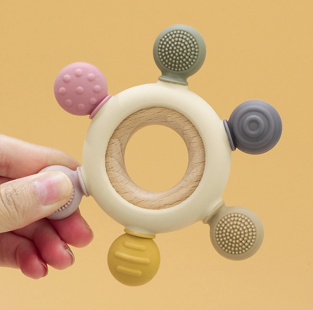 Bijtring - Bijtspeelgoed - BPA vrij - Siliconen - baby speelgoed - Roze