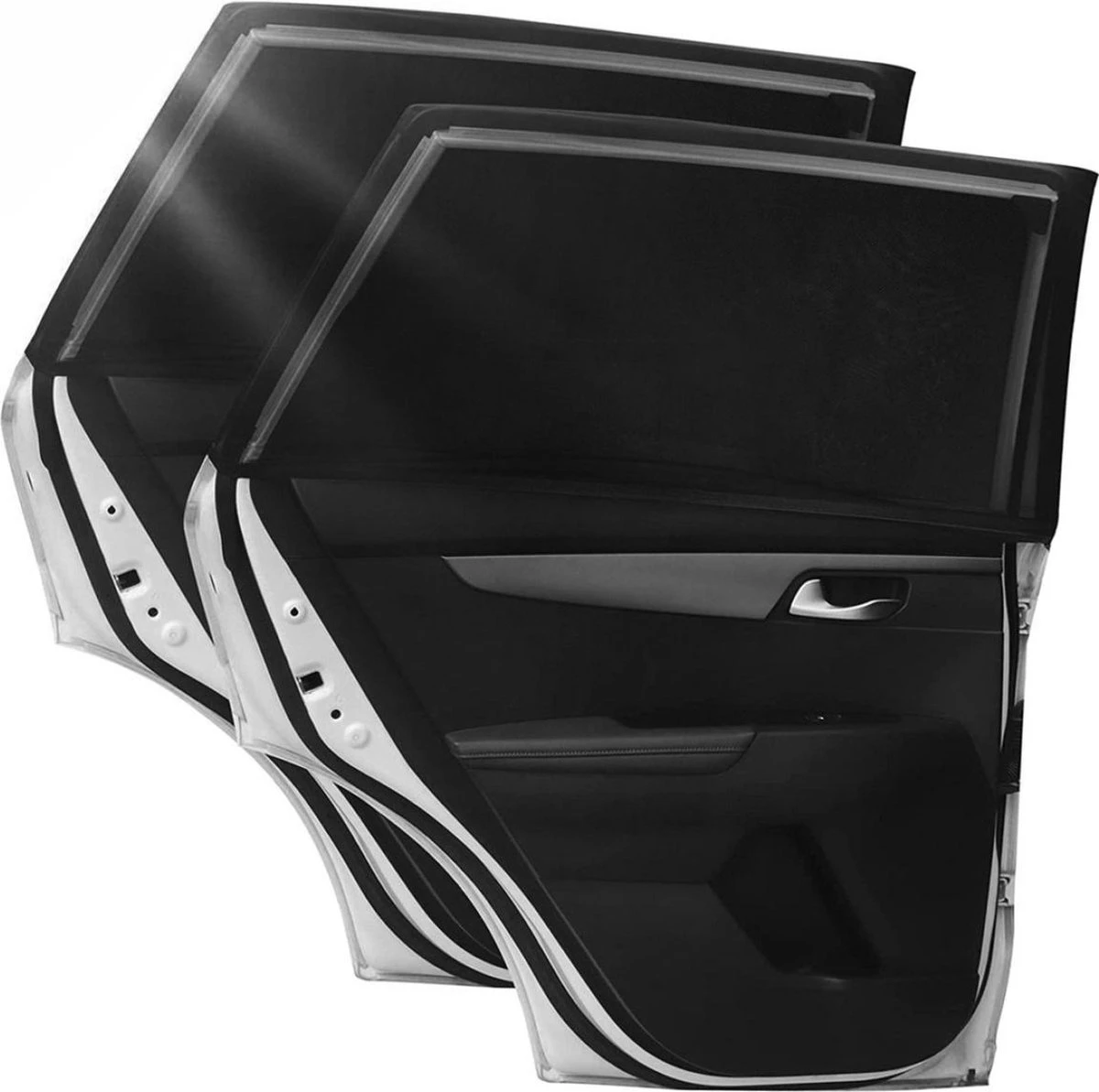 Nince Zonnescherm Auto Zijraam - Overtrek - Set van 2 Extra Donker