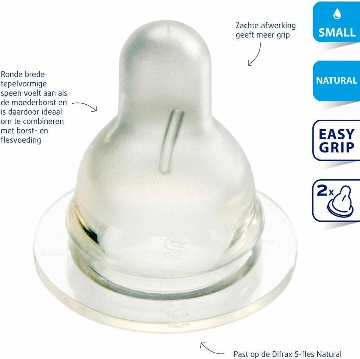 Difrax Flessenspeen Natural - Maat Small - 2 stuks