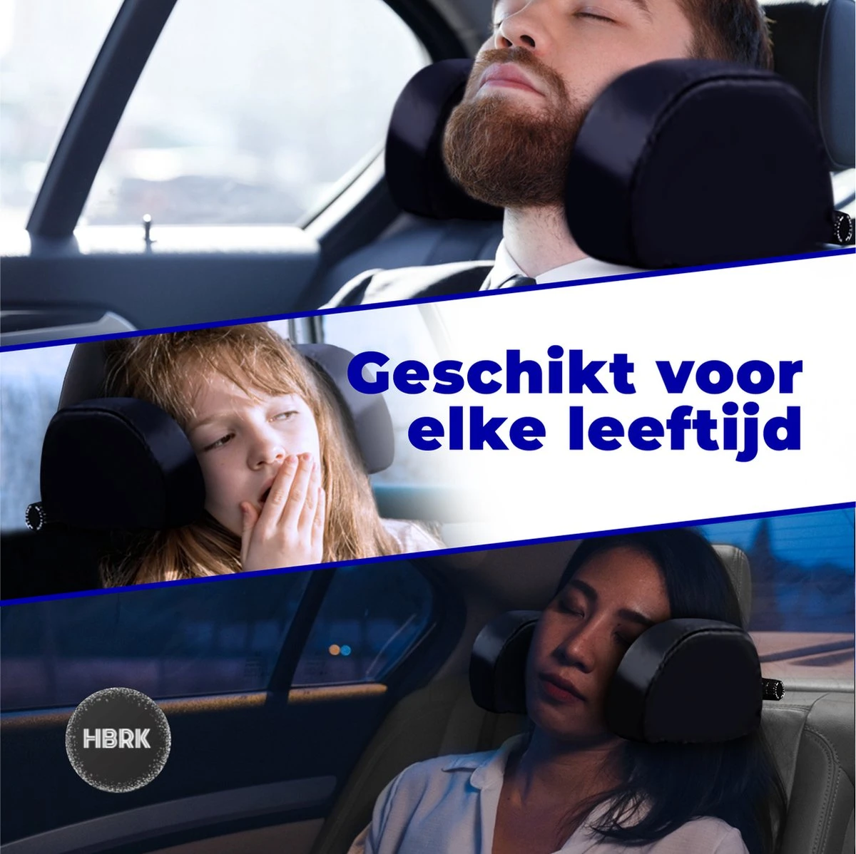 HBRK – Hoofdsteun Auto – Nekkussen – Hoofdkussen Kinderen & Volwassenen – Neksteun – Autokussen – Reiskussen Veiligheid – Verstelbaar – Zwart