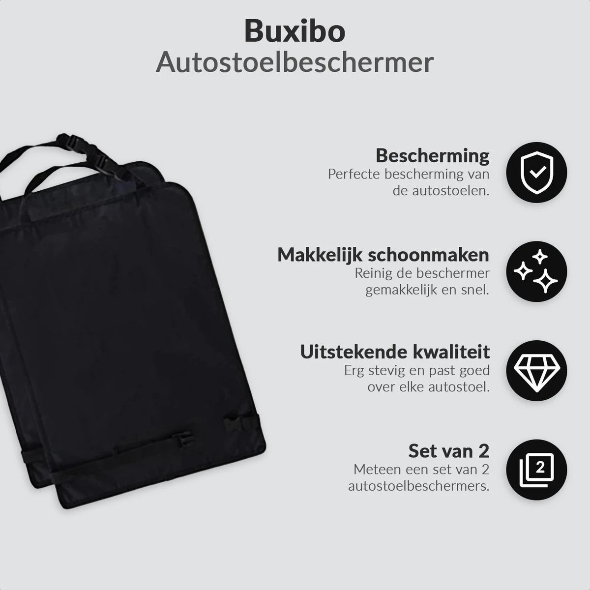 Buxibo - Auto Stoelbeschermer - Auto Stoelhoes - Beschermer Achterkant Autostoel - Voor voorstoel - 2 Stuks