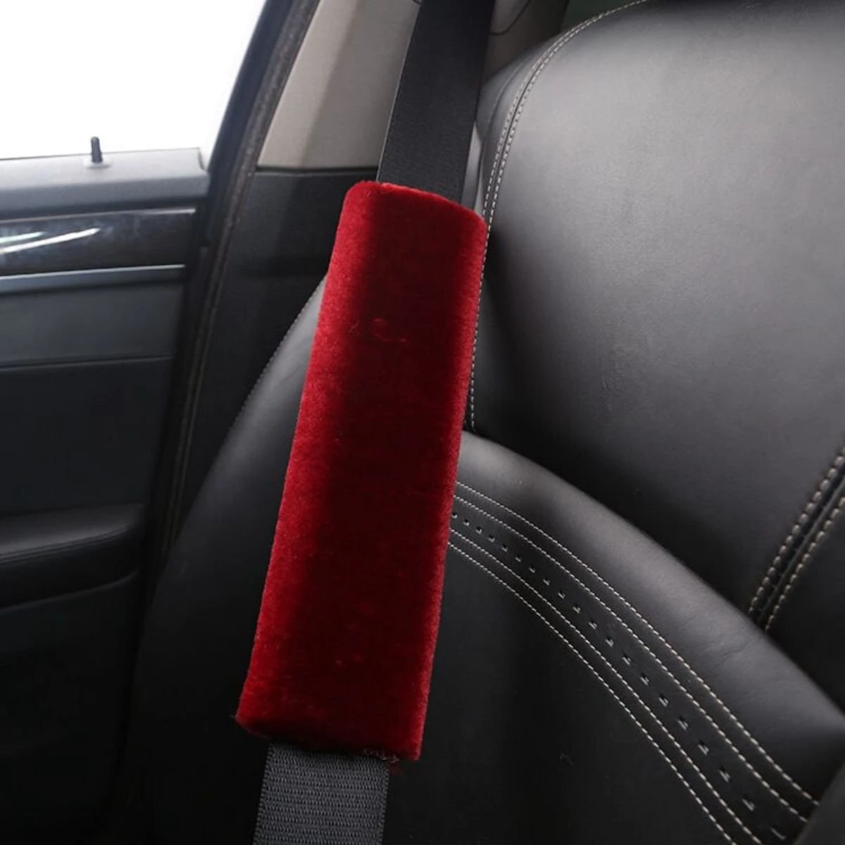 Hazlö luxe Gordelhoezen - extra zacht - schouderhoezen - Gordelkussen - Auto gordel Beschermer - Gordel beschermer - gordelhoes - 2 stuks - Rood