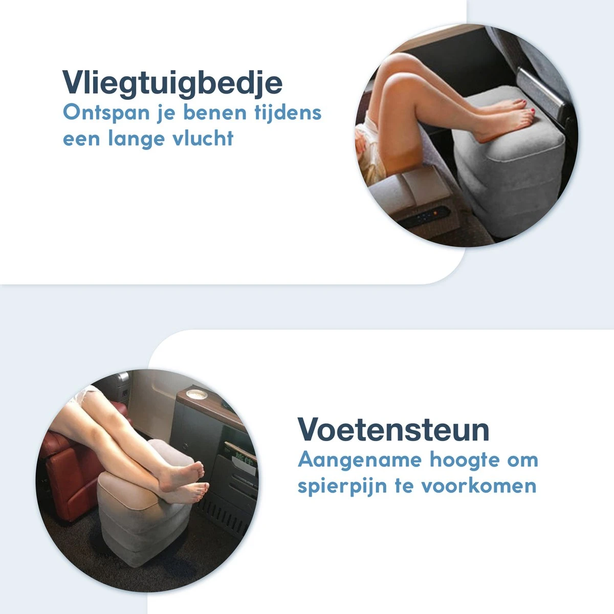 Vliegtuigbedje - Opblaasbare voetensteun - Reiskussen vliegtuig - 3 standen