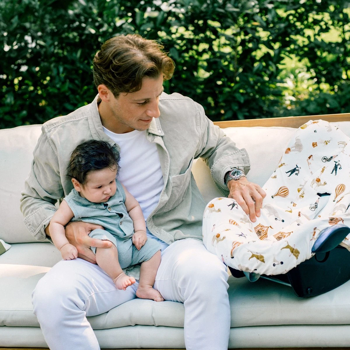 Ukje Maxi Cosi hoes - Geschikt voor Maxi Cosi Cabriofix Pebble Citi - Hoes - Autostoelhoes groep 0 - Zomerhoes - Perfect Fit - Zand