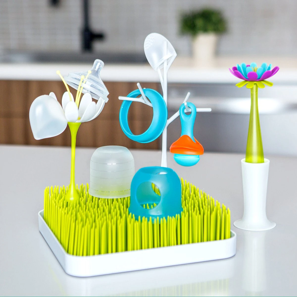 BOON Bundle Starterspakket Onderhoud Babyvoedingsartikelen - Flessenrek met accessoires