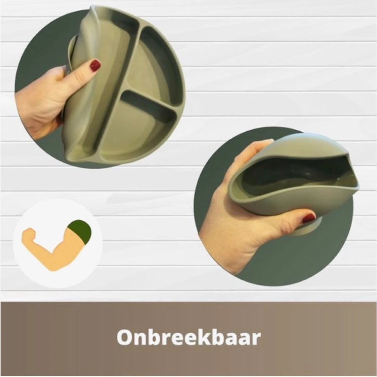 Baby-V® 4 delig Siliconen Kinderservies set met zuignap - Kinderbord met vakjes - Vaatwasserbestendig - Siliconen servies baby met Zuignap - Kinderserviesset - Groen