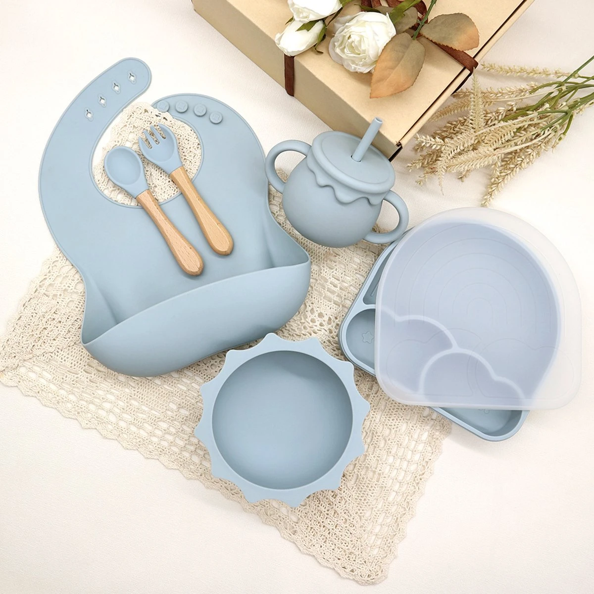 Miravo - kinderservies set - baby servies - ontbijtset - siliconen - onbreekbaar met zuignap - baby en peuter - cadeau