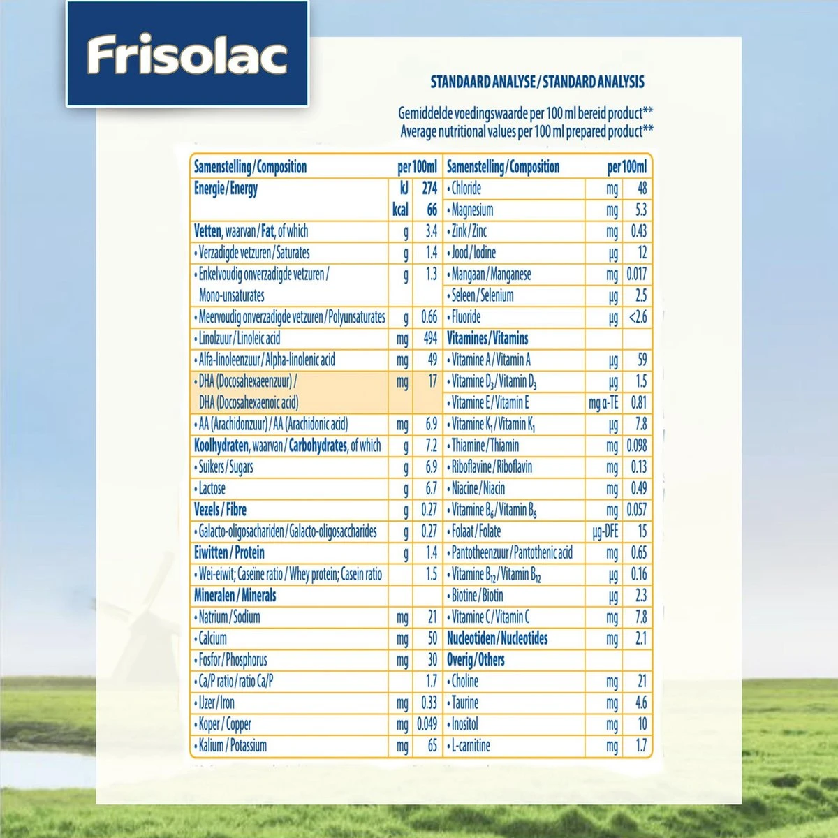 Frisolac 1 - Babyvoeding - 0 tot 6 maanden - 800g - blik