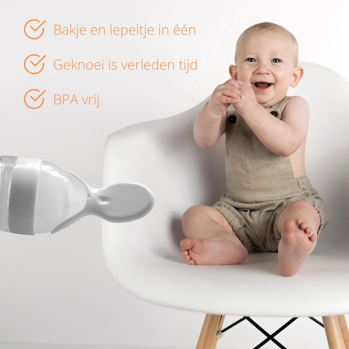 Baby Knijpfles met Lepel voor Babyhapjes - Lepelfles Baby - groen - Siliconen - BPA Vrij - 90 ml