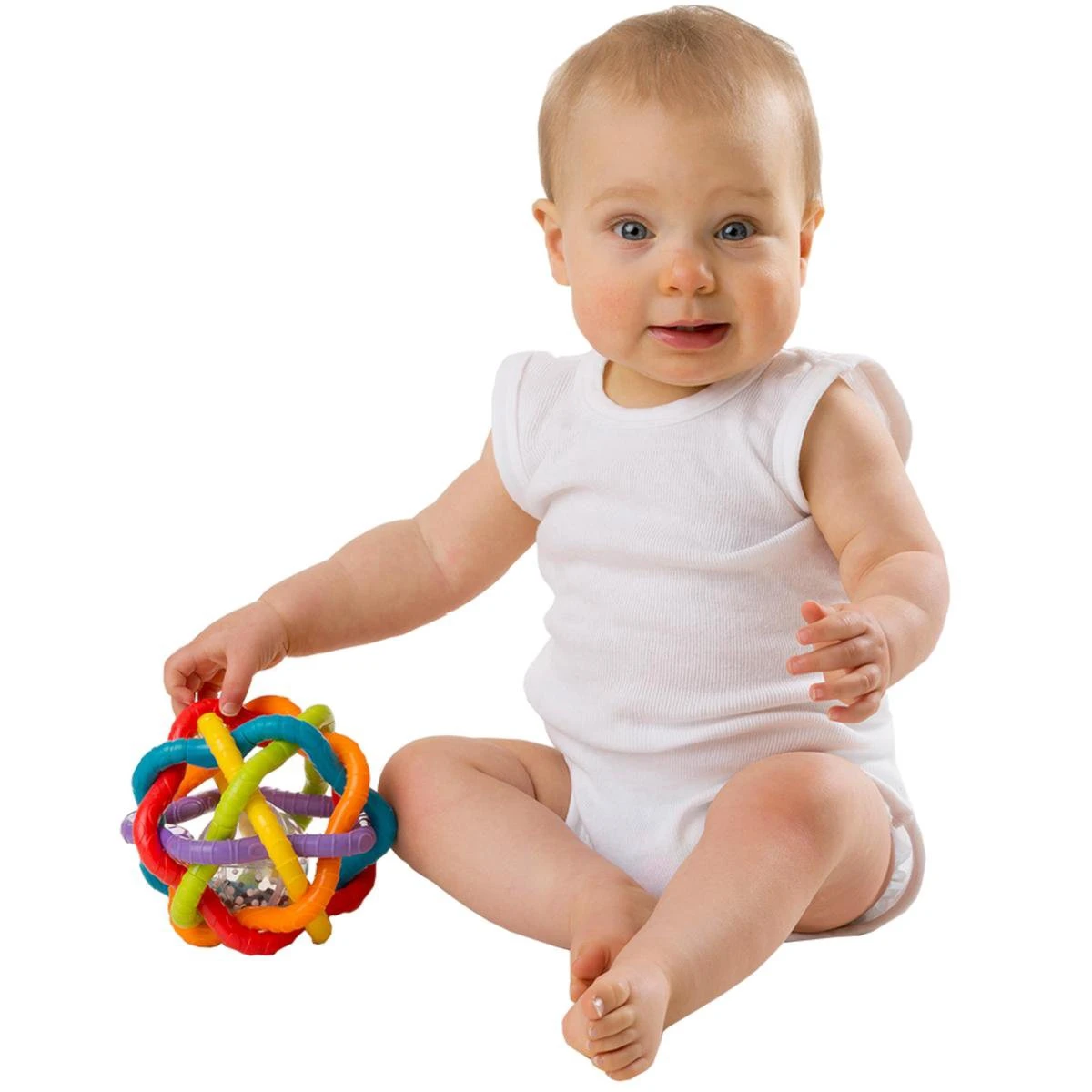 Playgro Buigbare Bendy Ball - Grijp- en Bijtspeelgoed - incl rammelaar - Activiteitenbal