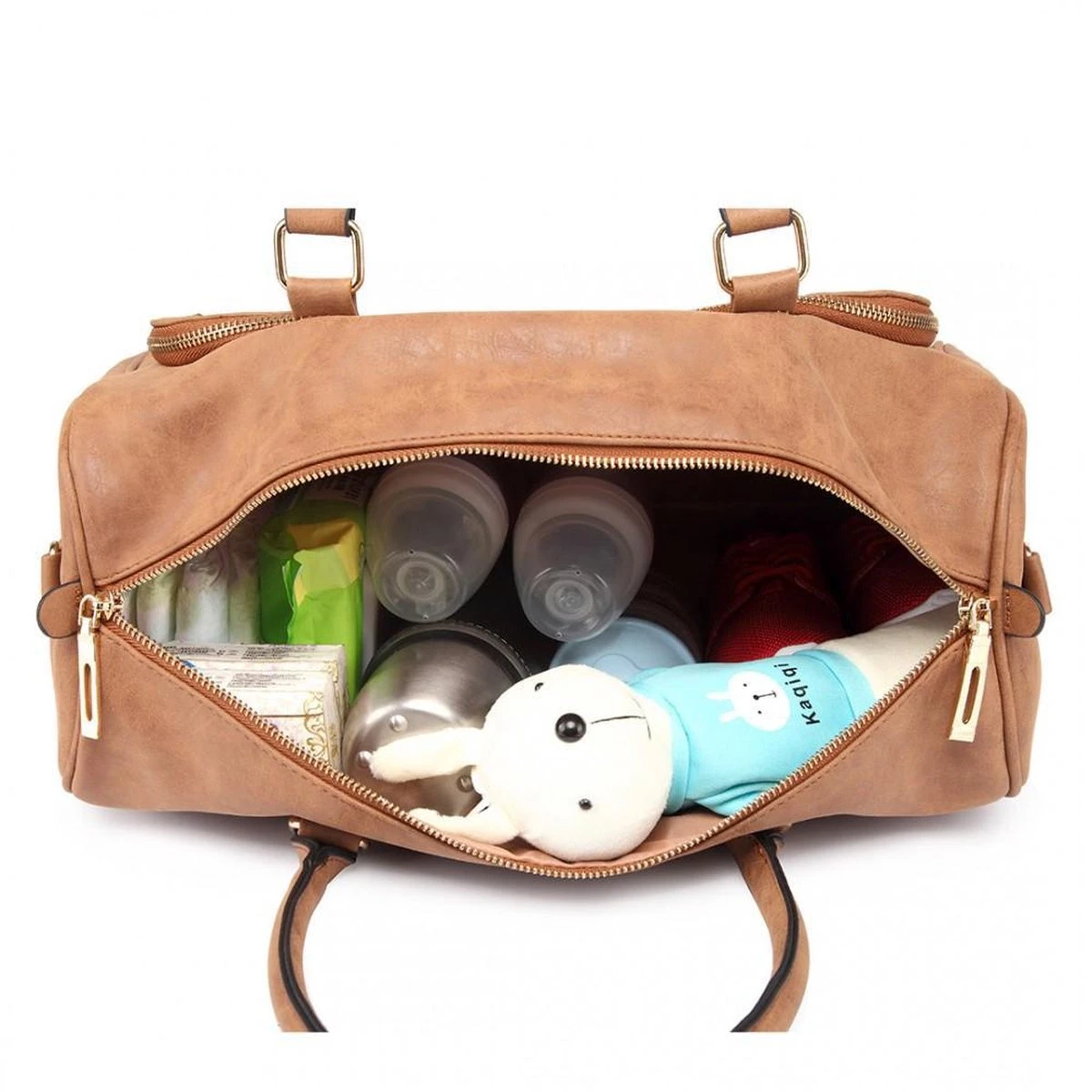 Miss Lulu Luier- en Verzorgingstas – Luiertas Set – Afneembare Draagtas - Duurzaam en Stijlvol – Bruin - Premium Kwaliteit- Grote Capaciteit - Unisex/Jongens/Meisjes (LT6638 BN)