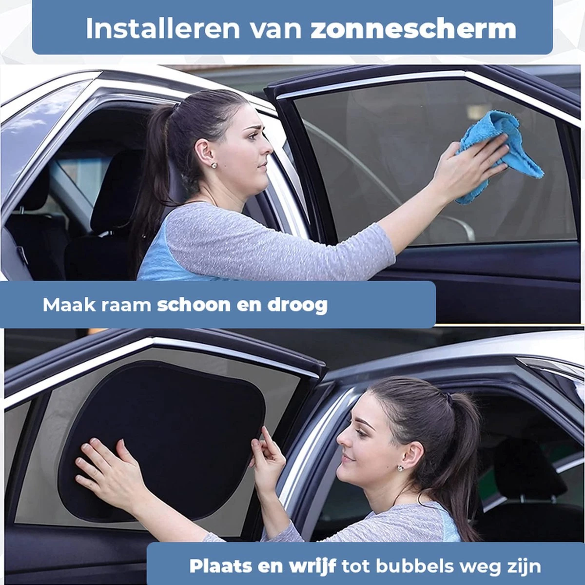 Zonnescherm auto baby - Zonnescherm auto - Zonnescherm auto zijruit - Zonwering auto - Zonnescherm auto kind - Zonwering raam - 2 Stuks - + Gratis bewaarzak - Zonder zuignappen