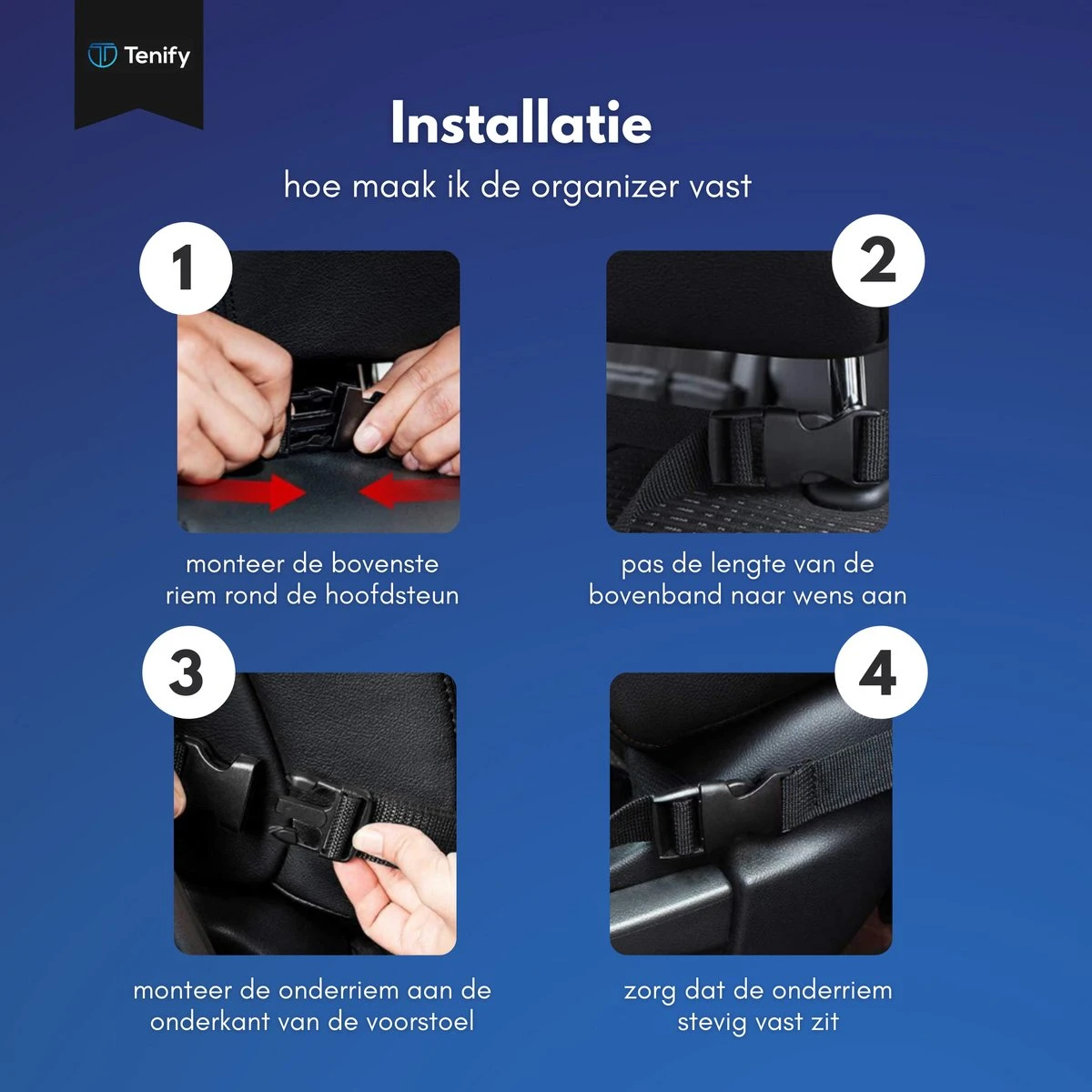 Tenify Premium Luxe & Stevige Auto Organizer met Tablet Houder - Set van 2 - Extra Opbergruimte - Beschermer - Autostoel - Accessories