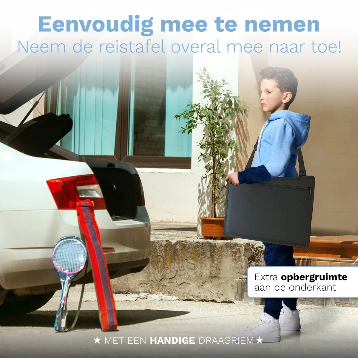 Blyzi - Reistafel auto met tablethouder – Opvouwbaar – Speeltafel voor onderweg – Auto Organizer – Tekentafel - Zwart