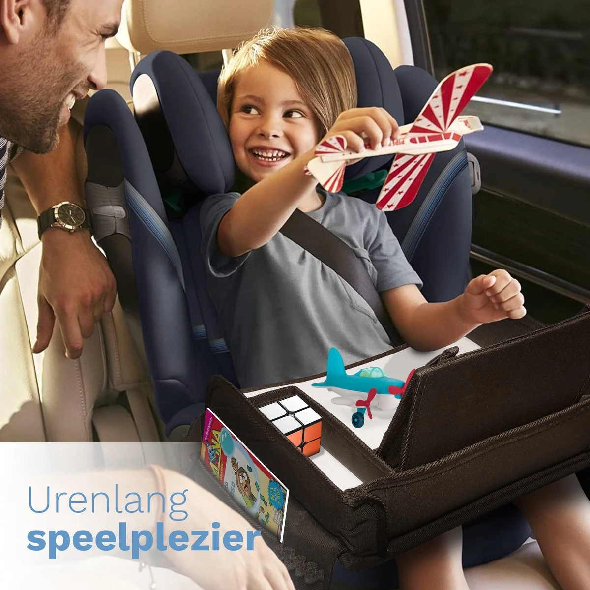 Blyzi - Reistafel auto met tablethouder – Opvouwbaar – Speeltafel voor onderweg – Auto Organizer – Tekentafel - Zwart