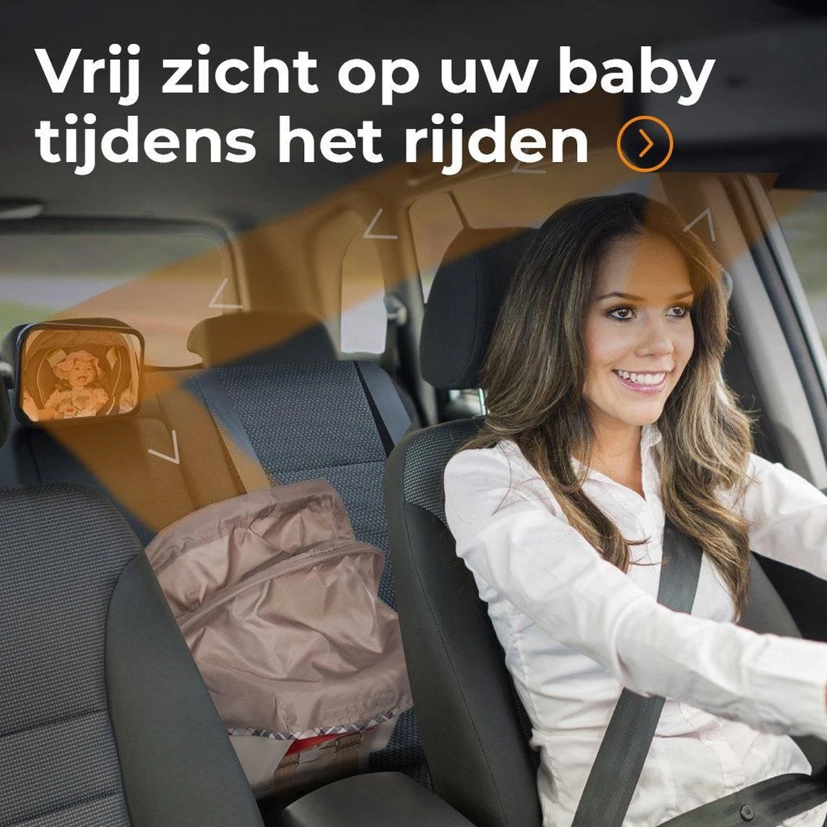 Deryan Luxe XL Autospiegel Baby Verstelbaar - Kinderspiegel Auto - Achterbank Spiegel Baby