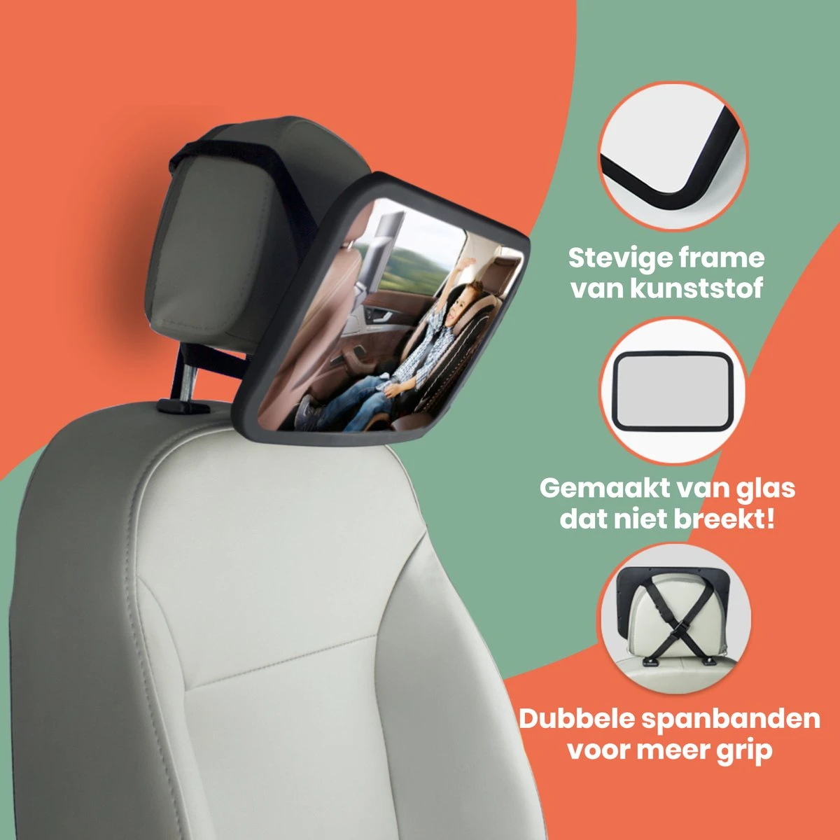 Baby Auto Spiegel - Achterbank Spiegel Baby - Verstelbare Achteruitkijkspiegel - Kinderspiegel