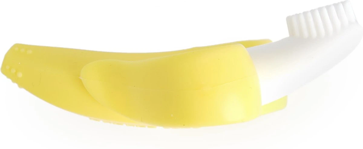 Baby banaan tandenborstel/bijtspeeltje – Geel - baby tandenborstel - bij doorkomende tandjes - tandvlees massage - babytandenborstel - peuter tandenborstel