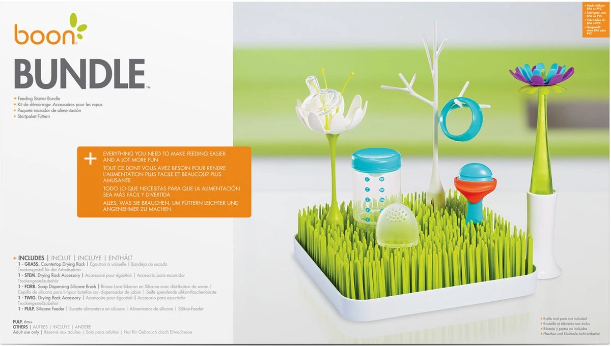 BOON Bundle Starterspakket Onderhoud Babyvoedingsartikelen - Flessenrek met accessoires