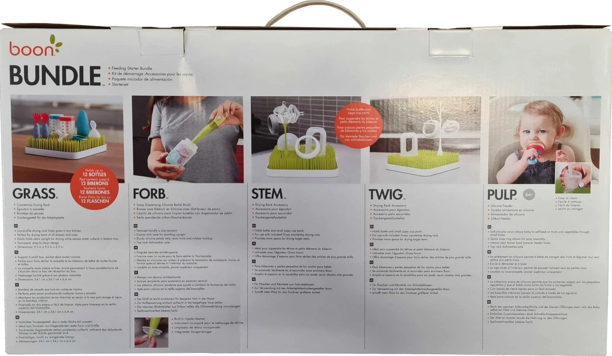 BOON Bundle Starterspakket Onderhoud Babyvoedingsartikelen - Flessenrek met accessoires