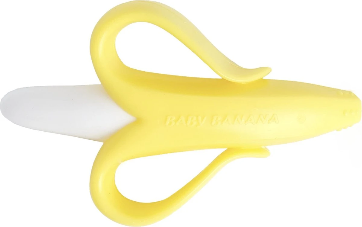 Baby banaan tandenborstel/bijtspeeltje – Geel - baby tandenborstel - bij doorkomende tandjes - tandvlees massage - babytandenborstel - peuter tandenborstel