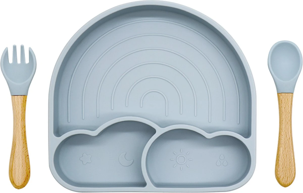 Miravo - kinderservies set - baby servies - ontbijtset - siliconen - onbreekbaar met zuignap - baby en peuter - cadeau