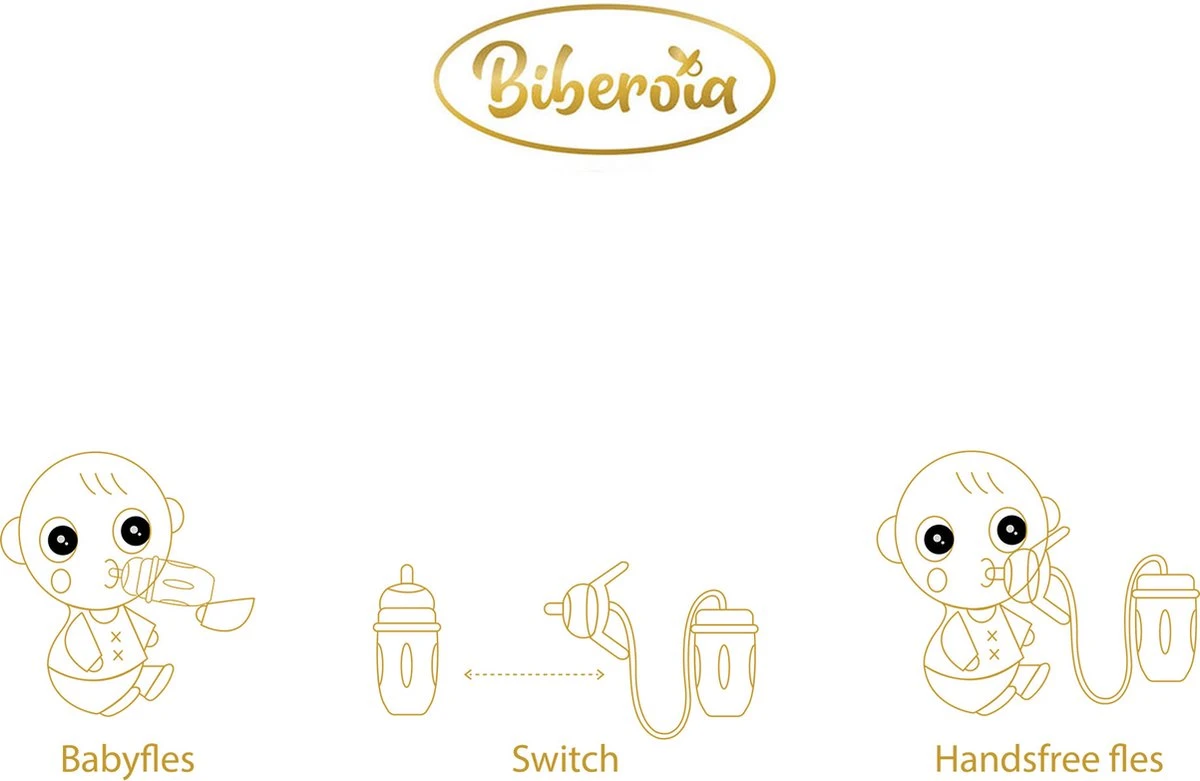 Biberoia® Handsfree – Babyfles – Switch de fles – Anti colic baby fles – Anti reflux – Speen – Baby – Fles – Babyshower - Kraamcadeau – 250ML - Peach