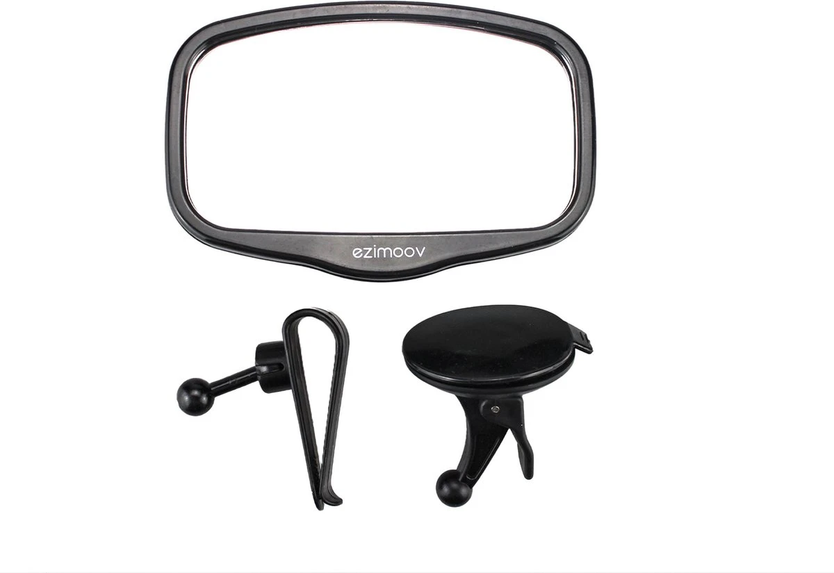 EZI MIRROR MINI - Auto spiegel baby - met klem en zuignap - klein formaat - bevestig op ruit of aan zonneklep