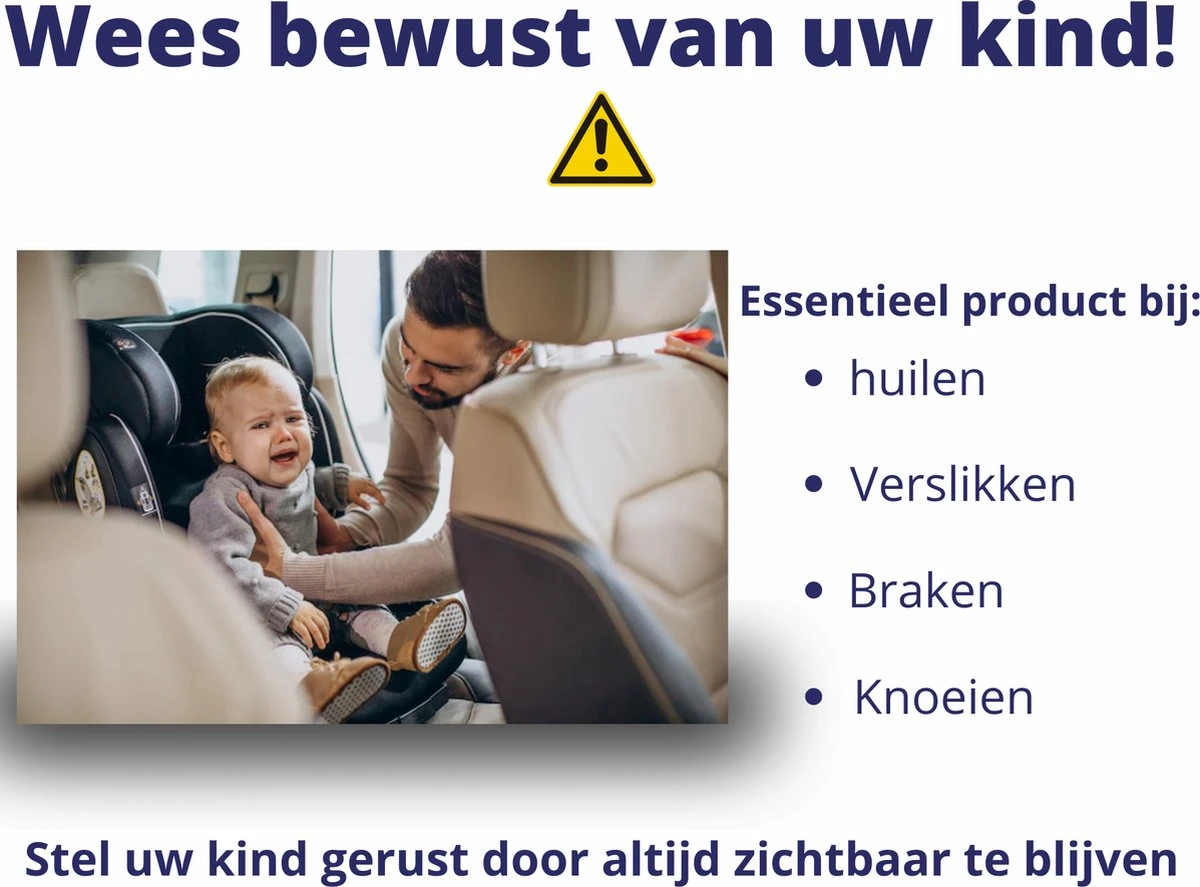 Nelbar Autospiegel Baby Verstelbaar – Achteruitkijkspiegel – Drempelproef – Baby spiegel auto Achterbank – Achteruitkijk spiegel – 360 graden verstelbaar – XL formaat