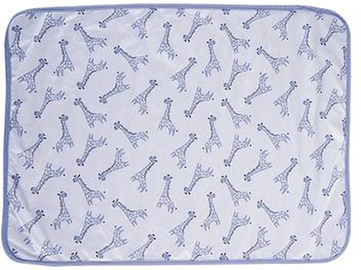 HappyBear | Verschoonmatje - Blue Giraffe | 50cm x 70cm | Handig voor onderweg | Compact en licht van gewicht | Waterdichte toplaag